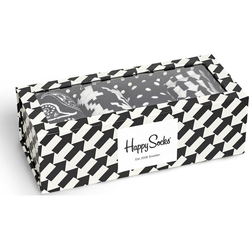 Happy Socks Black & White Socks 4 Pack Box Set | Black / White / Grey  