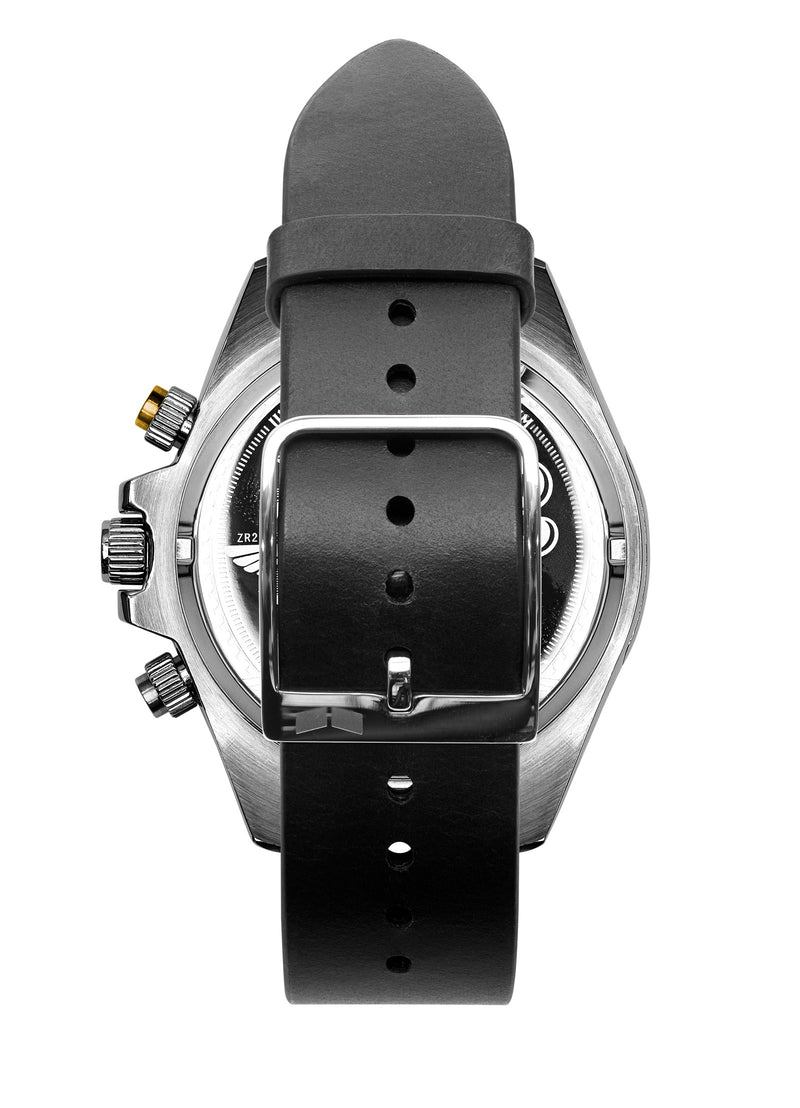Vestal ZR-2 Italian Leather Watch | Black/Silver/Marine-Gold