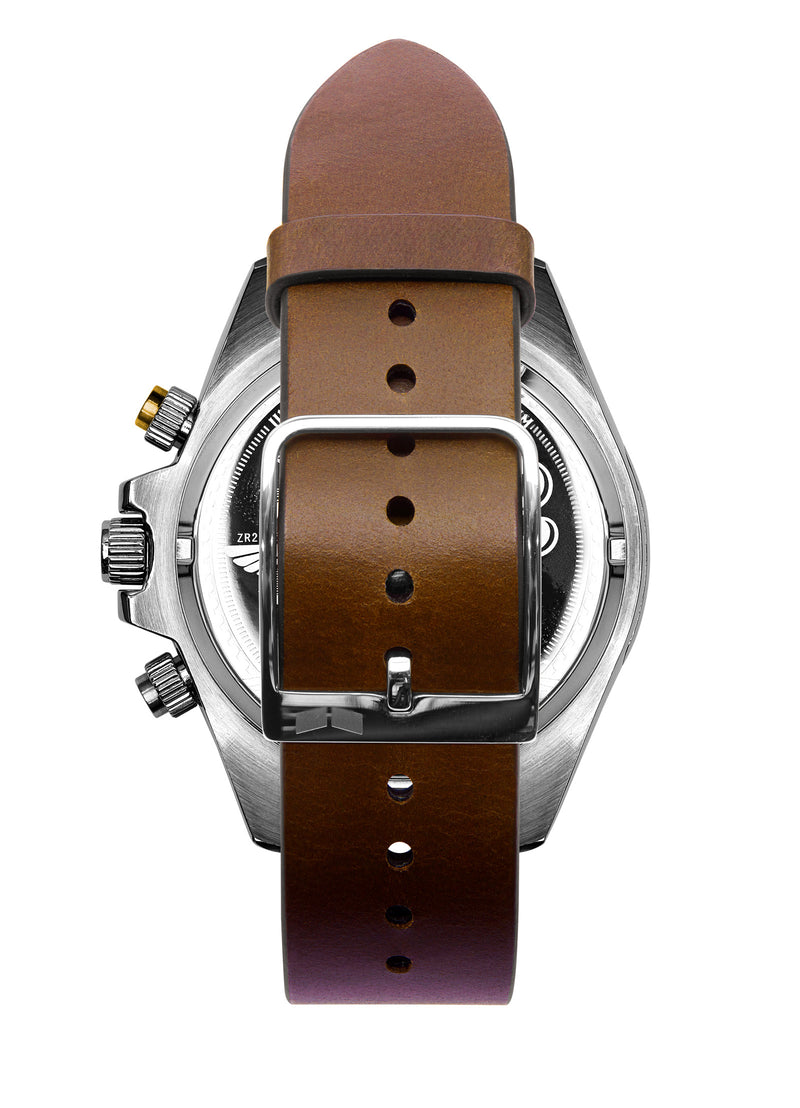Vestal ZR-2 Italian Leather Watch | Brown/Silver/Marine-Gold