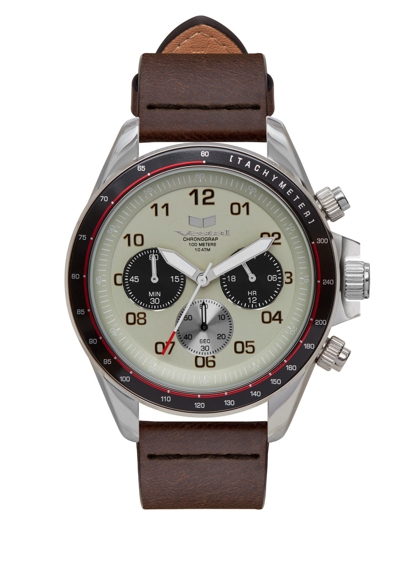 Vestal ZR-2 Italian Leather Watch | Dark Brown/Silver/Marine-Silver