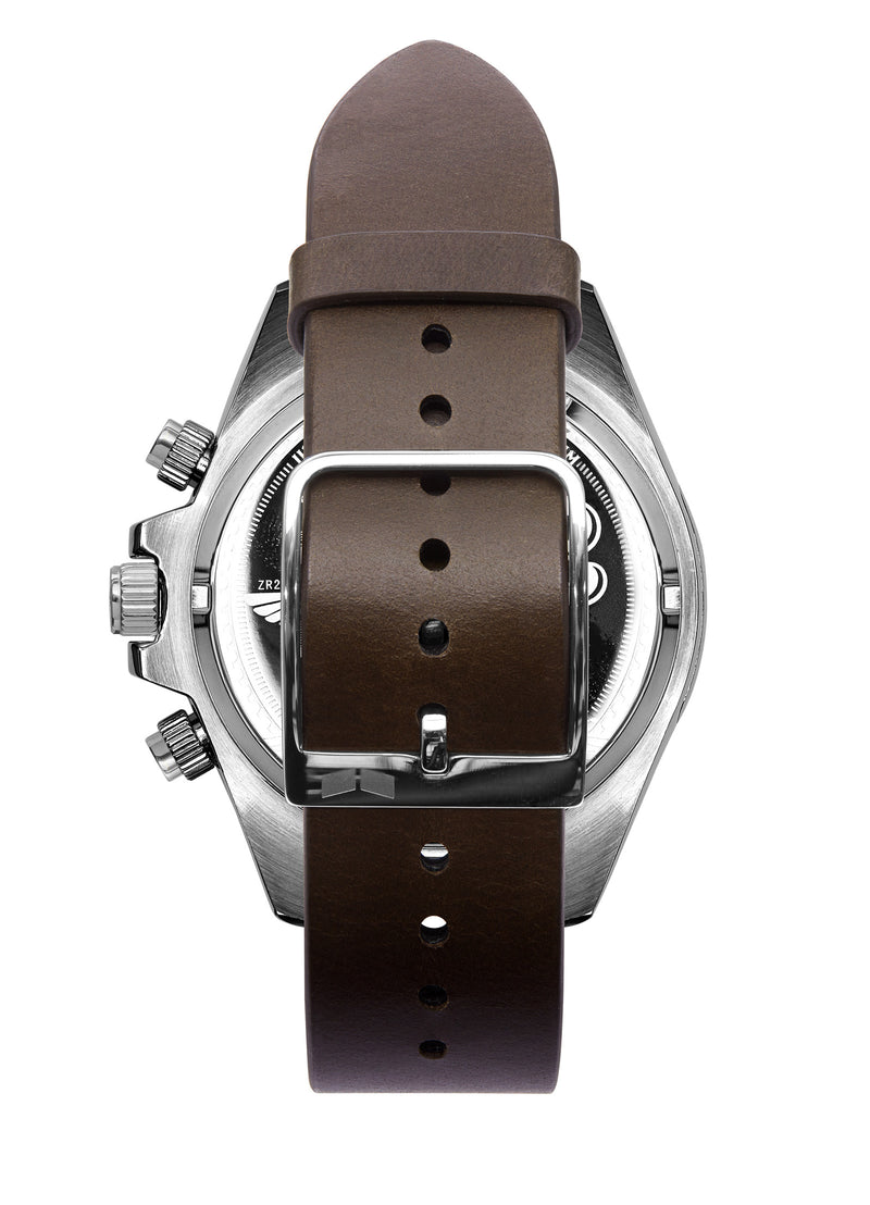 Vestal ZR-2 Italian Leather Watch | Dark Brown/Silver/Marine-Silver