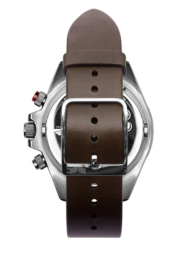 Vestal ZR-2 Italian Leather Watch | Dark Brown/Silver/Black