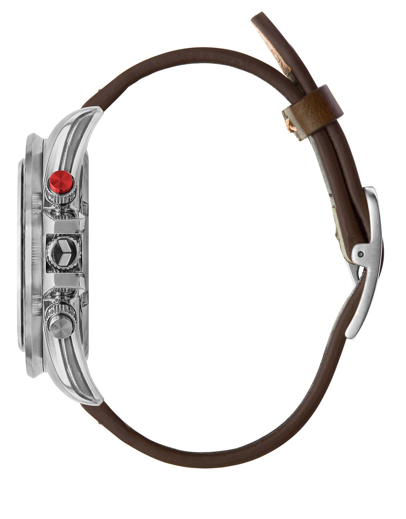 Vestal ZR-2 Italian Leather Watch | Dark Brown/Silver/Black