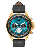 Vestal ZR-2 Italian Leather Watch | Black/Gold/Teal