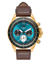 Vestal ZR-2 Italian Leather Watch | Brown/Gold/Teal