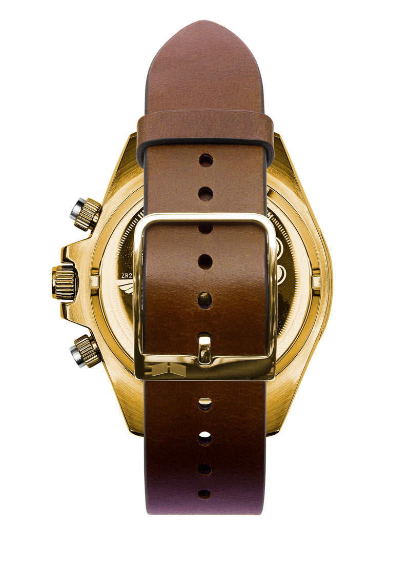 Vestal ZR-2 Italian Leather Watch | Brown/Gold/Teal