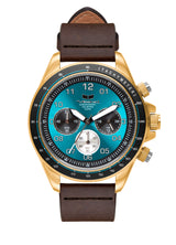 Vestal ZR-2 Italian Leather Watch | Dark Brown/Gold/Teal