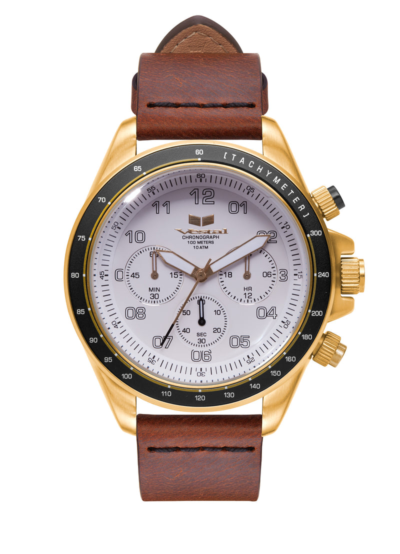 Vestal ZR-2 Italian Leather Watch | Cordovan/Gold/White