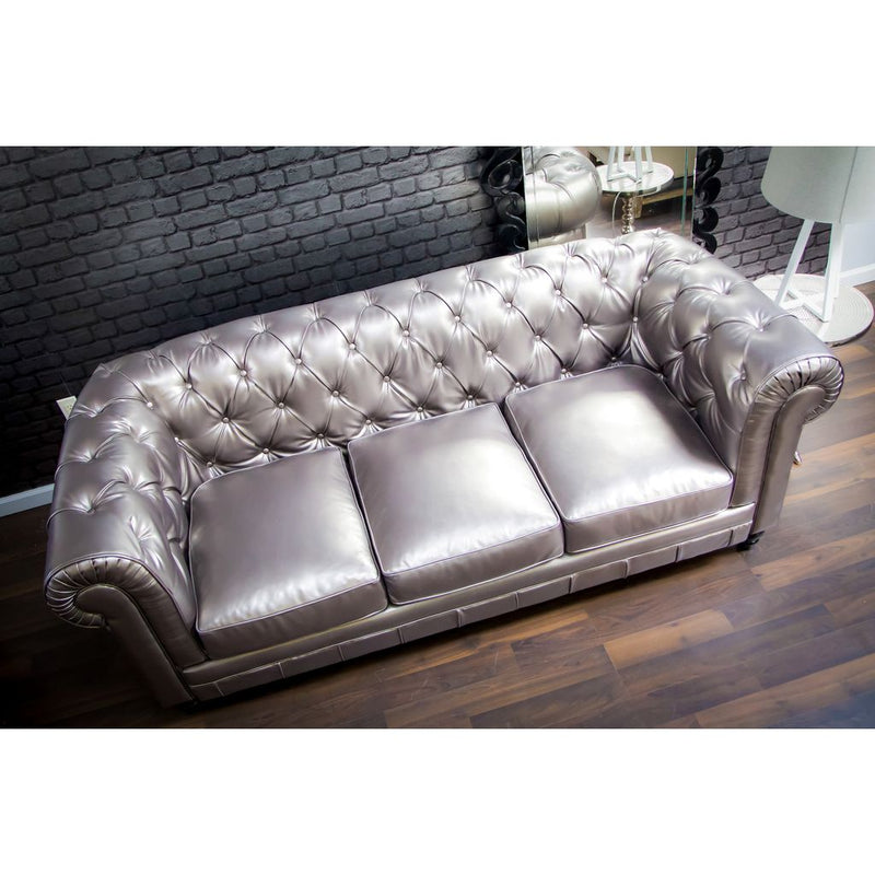 TOV Furniture Zahara Leather Sofa | Silver- TOV-S24