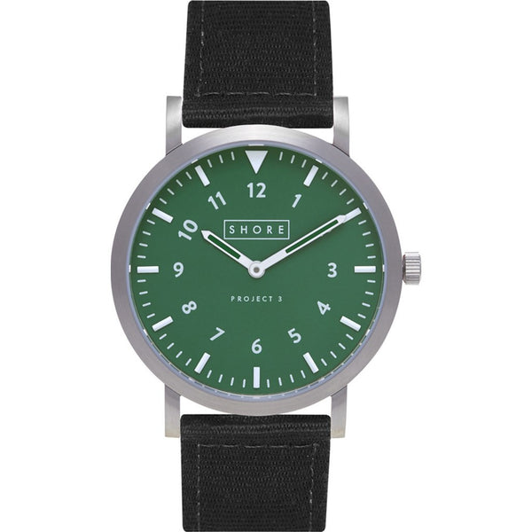 Shore Projects Anglesey Watch with Classic Strap | Silver / Green / Black S036S