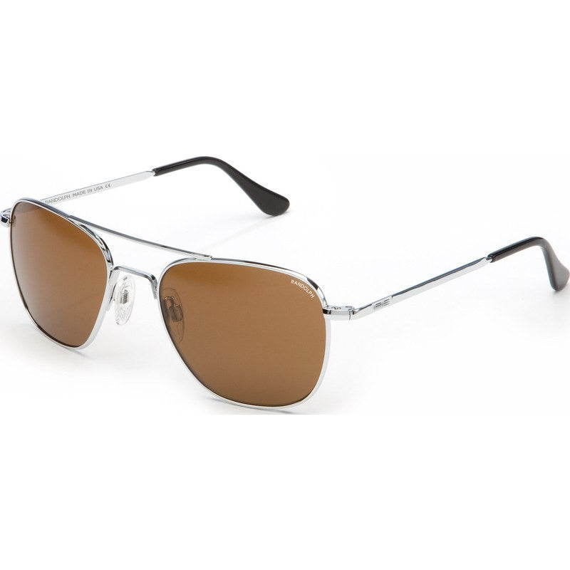 Randolph Engineering Aviator Bright Chrome Sunglasses | Tan Polarized Glass Bayonet