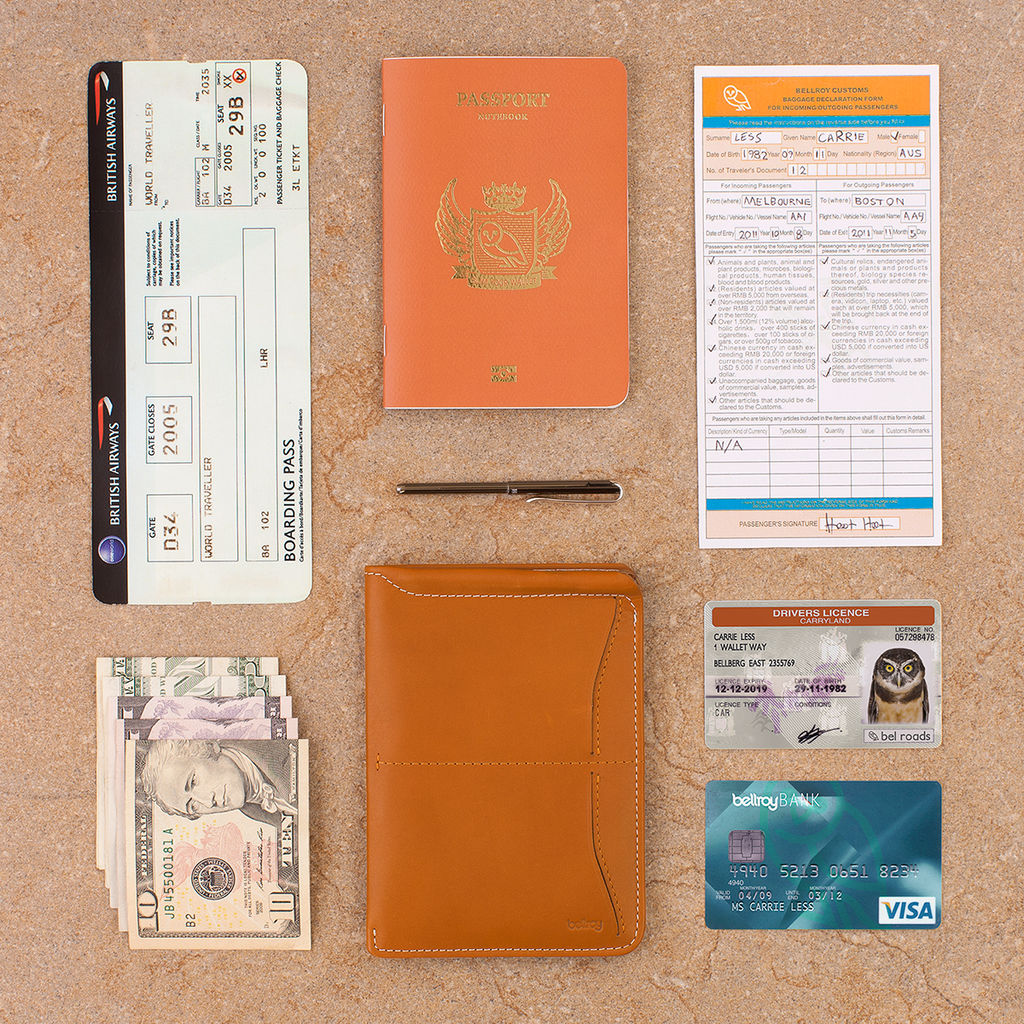 Bellroy Passport Sleeve Wallet in Caramel Sportique