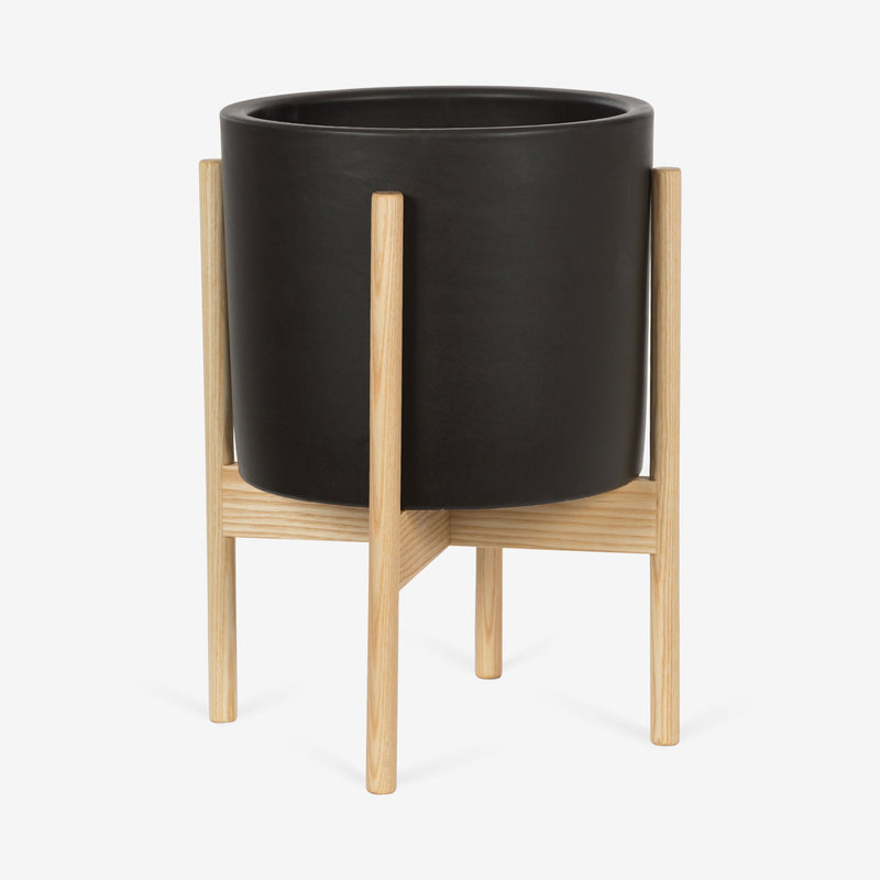 Modernica Ceramic Small Cylinder Planter | Charcoal