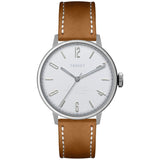 Tsovet SVT-CN38 Silver & White Watch | Tan Leather CN110113-01