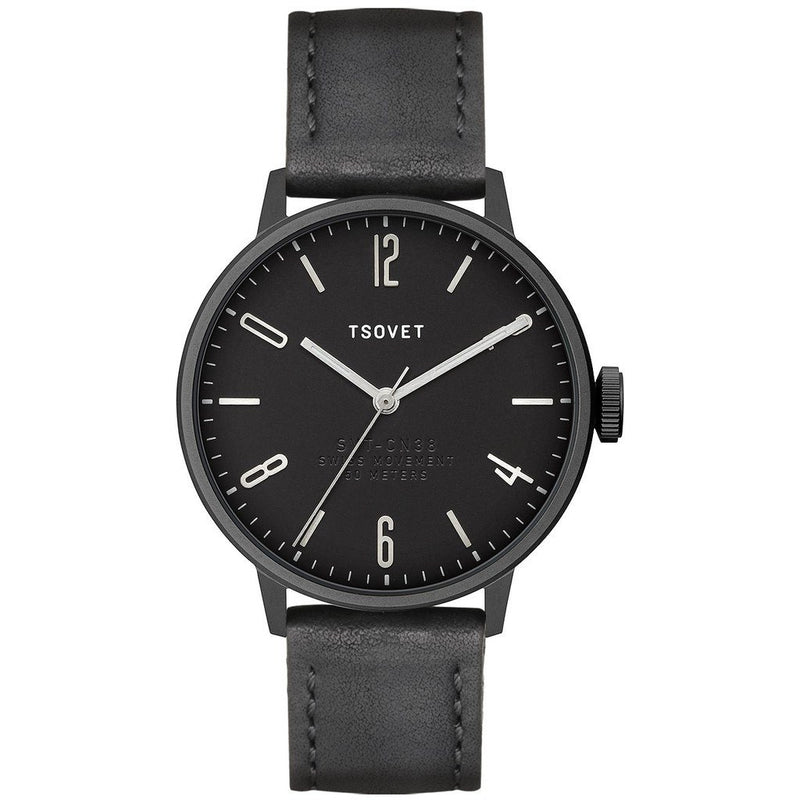 Tsovet SVT-CN38 Matte Black Watch | Black Leather CN331010-01