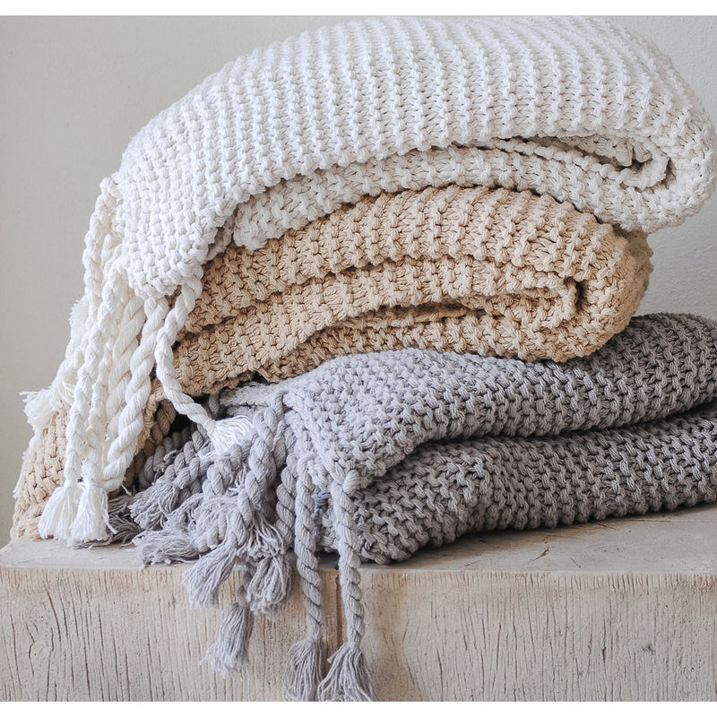 Zestt Comfy Knit Organic Cotton Throw | Pebble