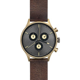Cronometrics The Engineer PVD Gold Watch | Dark Brown Italian Leather CM02WL19