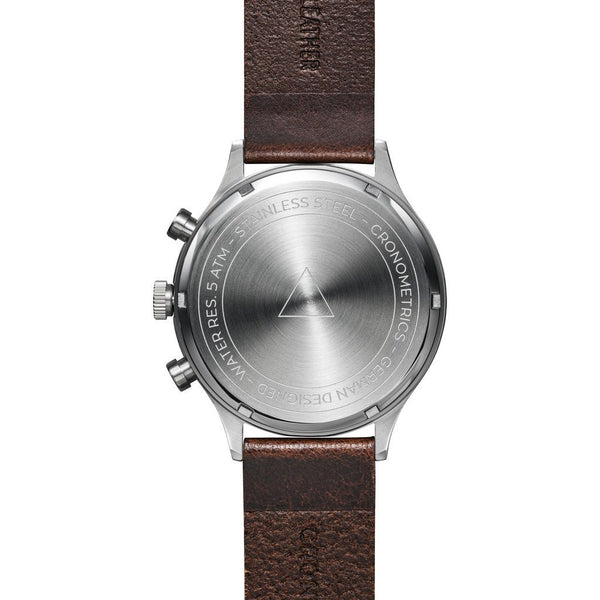 Cronometrics The Engineer Brushed Steel Watch | Dark Brown Italian Leather CM02WL12