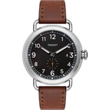 Tsovet SVT-CV43 Swiss Quartz Steel & Matte Black Watch | Brown Leather