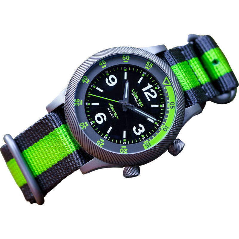 Lum-Tec Vortex D5 Solar Watch | Black/Green