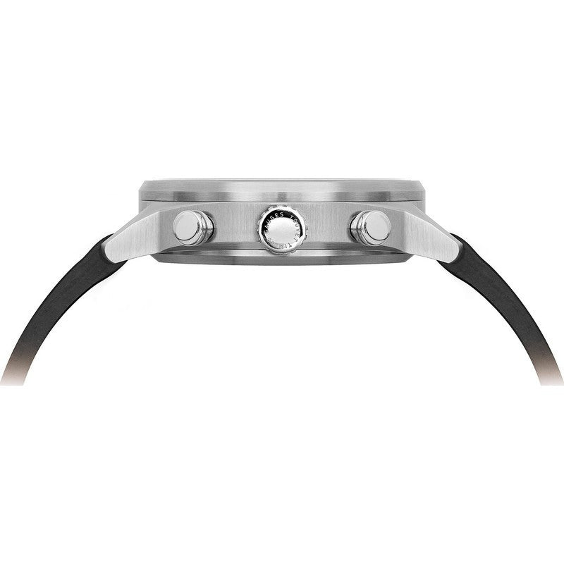 Tsovet SVT-DE40 Chronograph Steel & White Watch | Black Leather DE110110-40