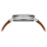 Tsovet SVT-DE40 Swiss Quartz Chronograph Silver & White Watch | Brown Leather