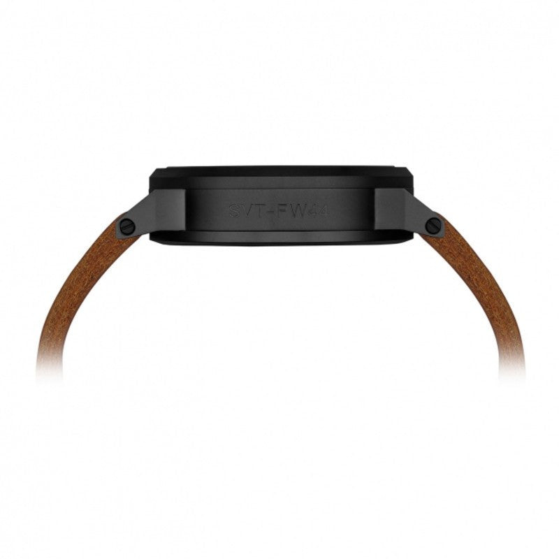 Tsovet SVT-FW44 Swiss Quartz Matte Black Watch | Brown Leather