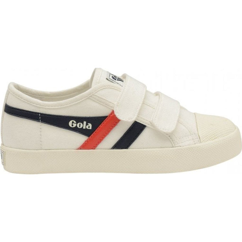 Gola Kids Coaster Velcro Sneakers | Off White/Navy/Red- CKA478