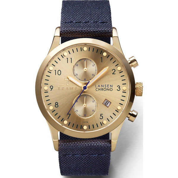 Triwa Gold Lansen Chrono Watch | Navy Canvas Classic LCST103-CL060713