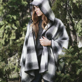 Faribault Hooded Buffalo Ridge Wool Cape Sweater | Natural/Black 17184 One Size