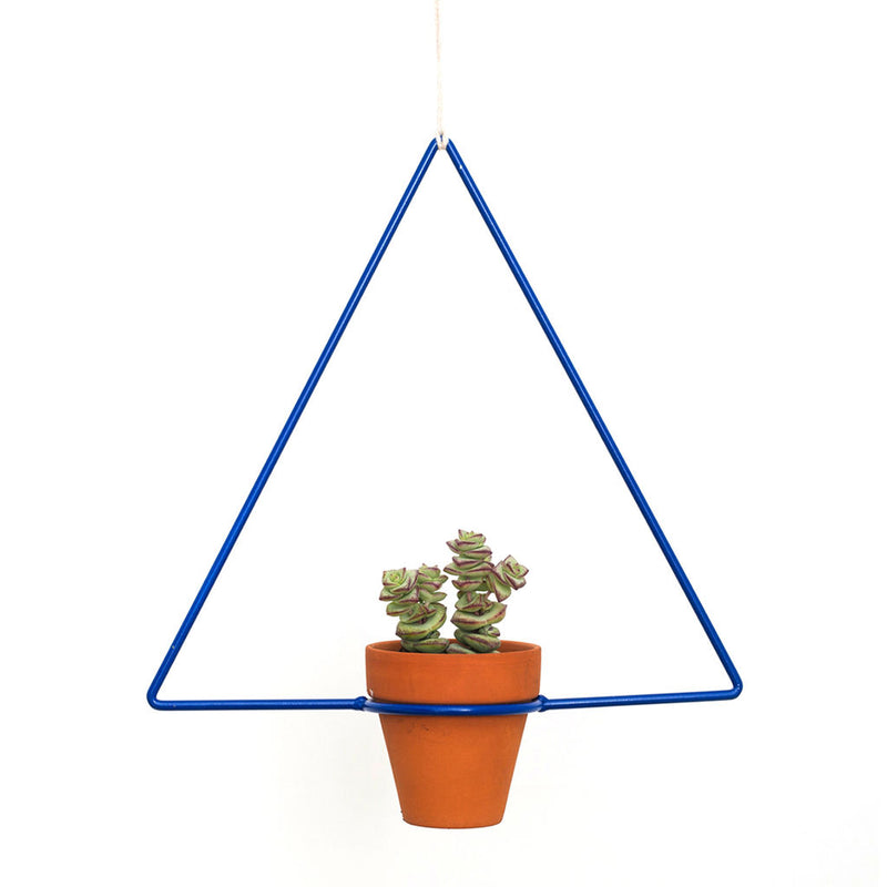 hanging planter blue NewMade LA Triangle Hanging Planter Blue – Sportique