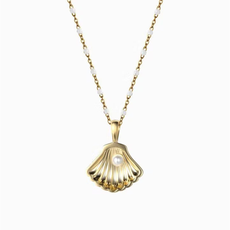 Awe Inspired Shell Charm Necklace | Standard Cable Chain