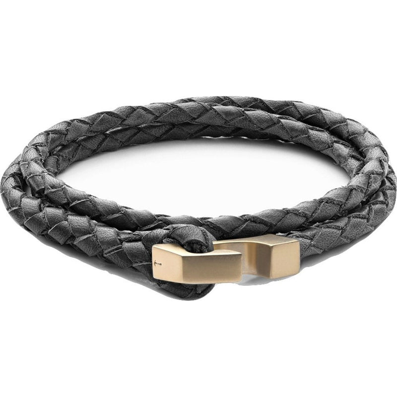 Miansai Ipsum Wrap Bracelet | Matte Gold/Steel Leather 101-0081-026