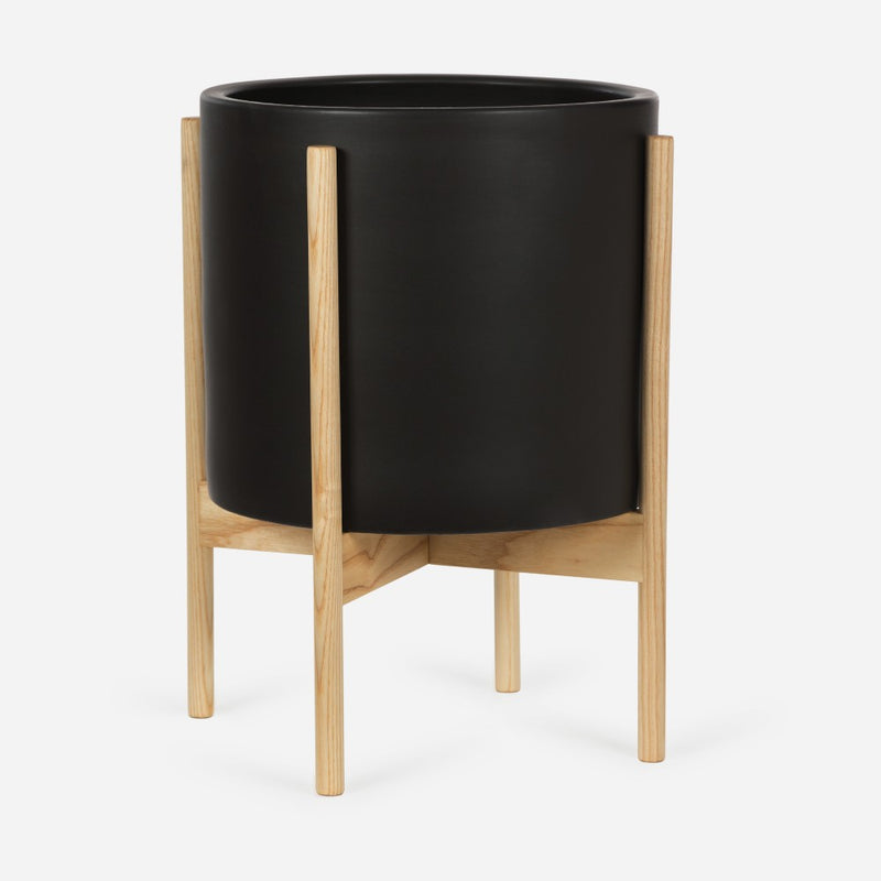 Modernica Ceramic Large Cylinder Planter | Charcoal