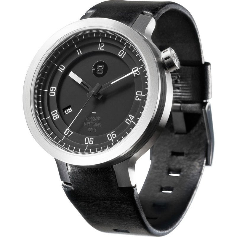 Minus-8 Layer Black/Silver Automatic Watch | Leather