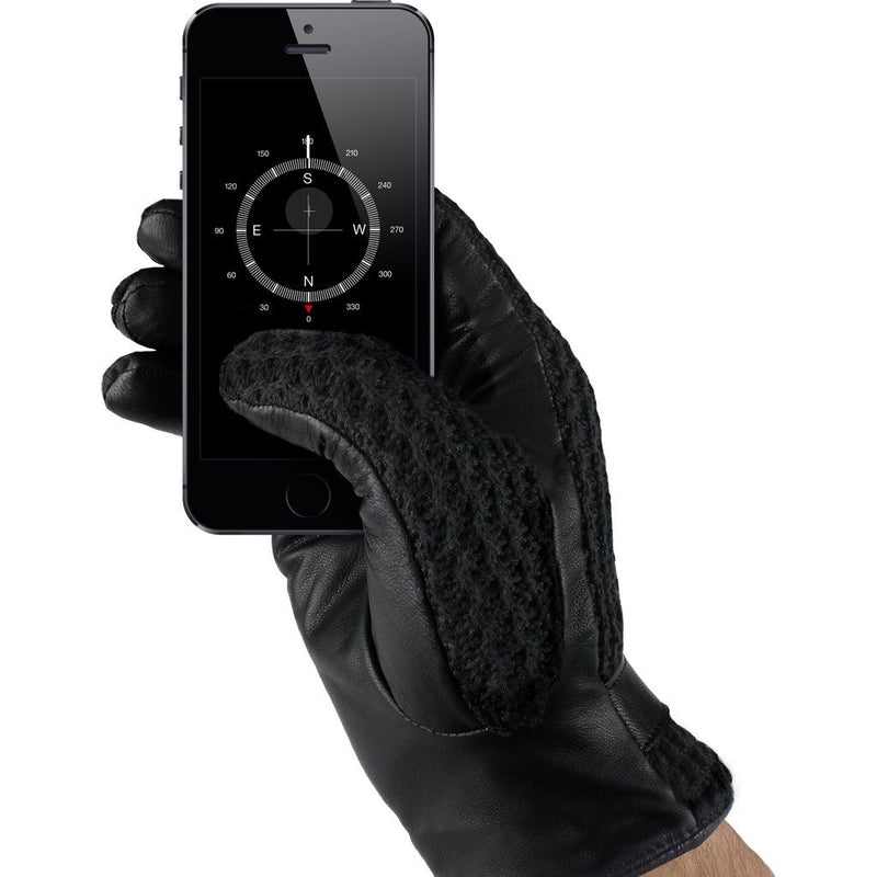 Mujjo Leather Crochet Touchscreen Gloves | Black