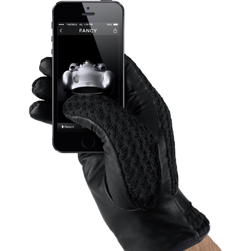 Mujjo Leather Crochet Touchscreen Gloves | Black