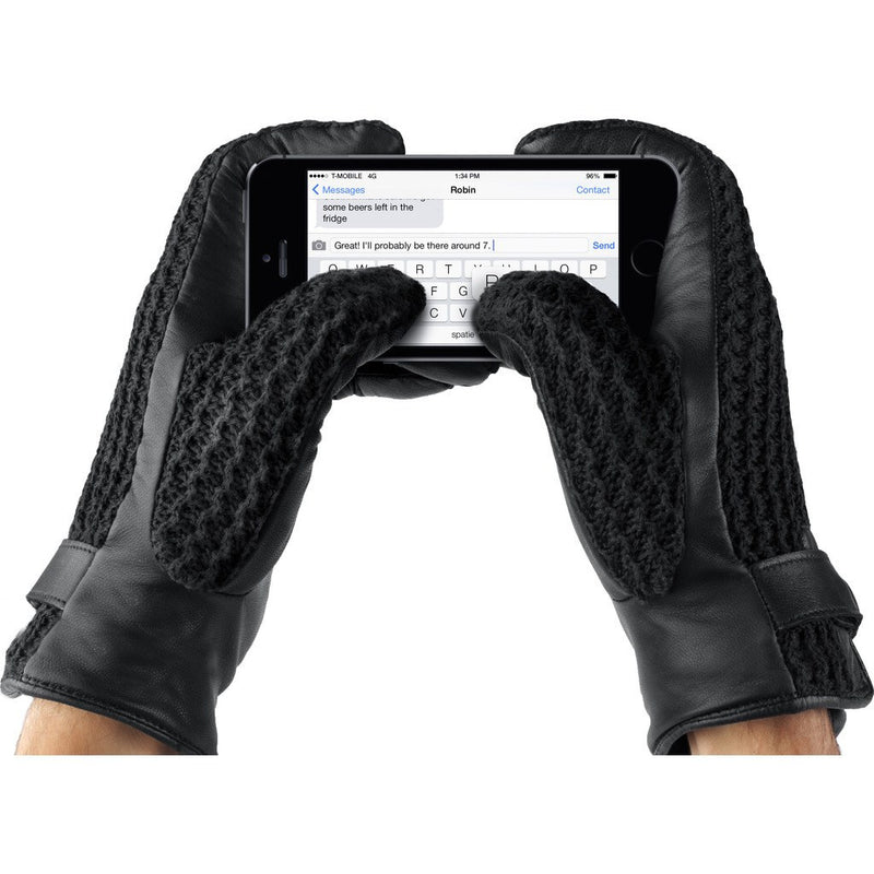 Mujjo Leather Crochet Touchscreen Gloves | Black