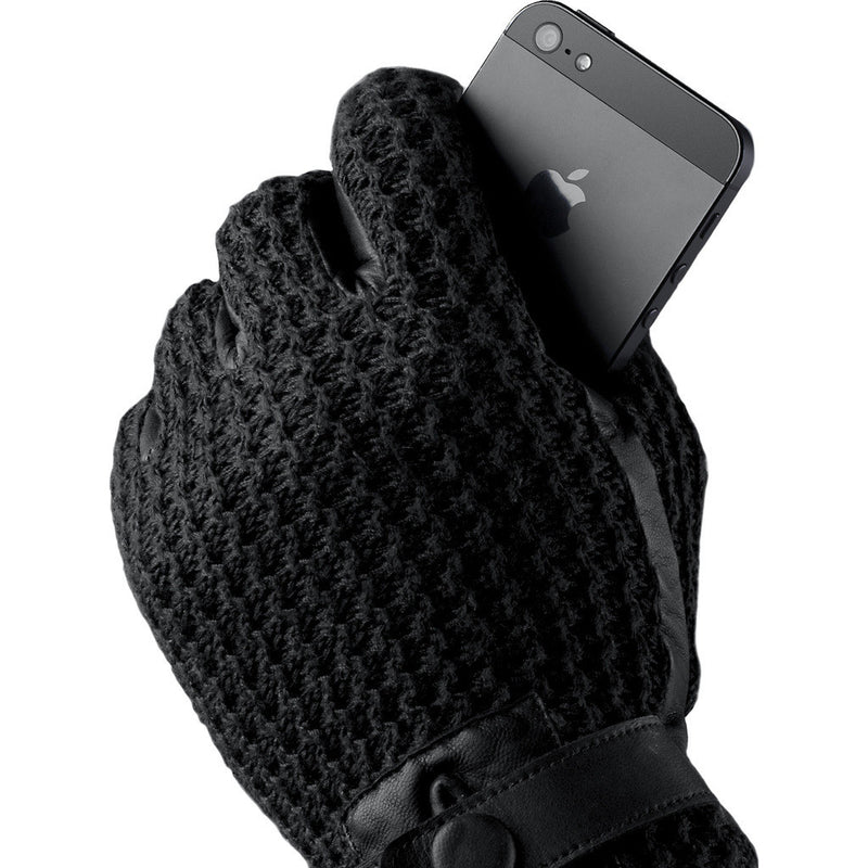Mujjo Leather Crochet Touchscreen Gloves | Black