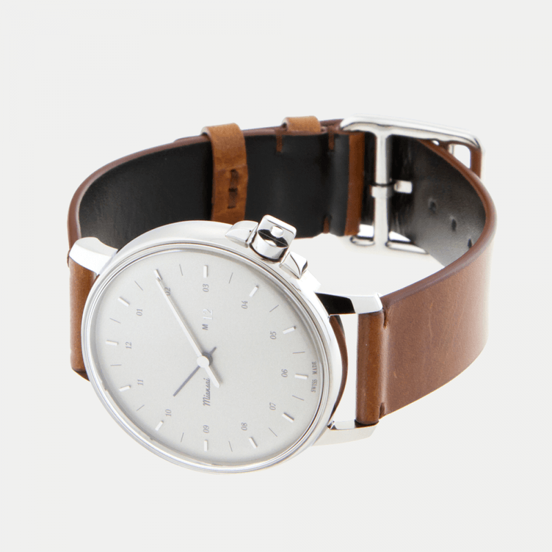 Miansai M12 Stainless Steel Swiss Watch | Vintage Cognac Leather 106-0002-002