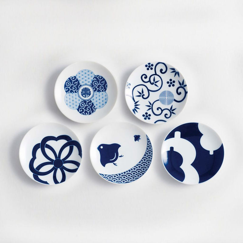 Kihara Mamezara Lucky Charm Plates Set of 5-KI-setLC