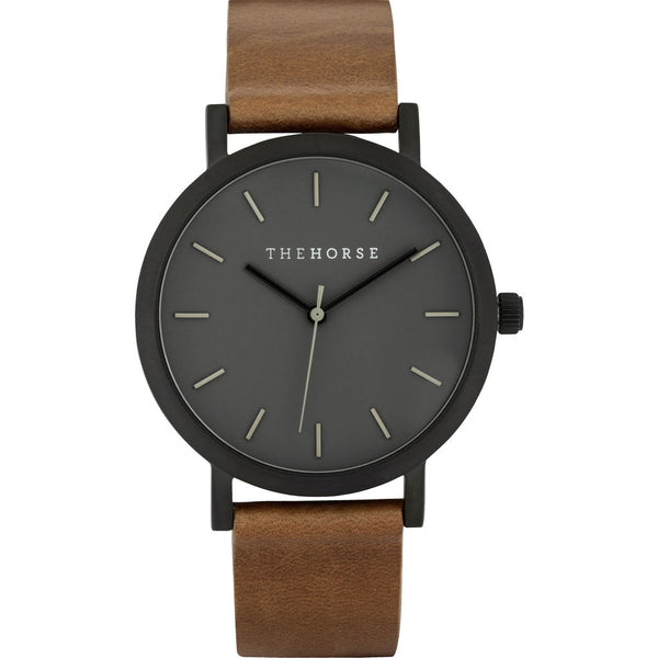 The Horse Mini Original Matte Black Watch | Grey/Tan MA4