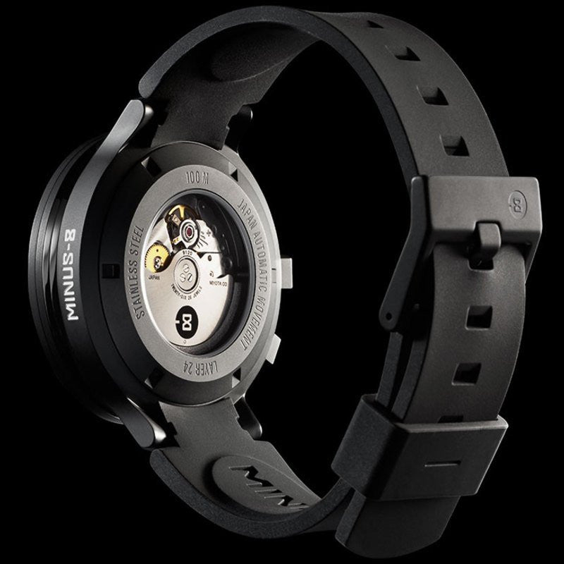 Minus-8 Layer 24 Black/Black Automatic Watch | Silicone