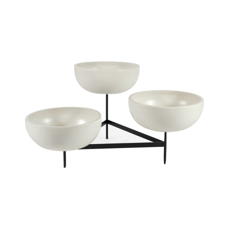 Modernica Case Study Large Bowls with Tri Stand | White CER-W-BWL-22-9-TRI-WHT