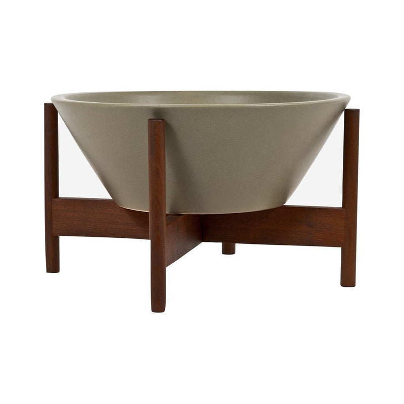 Modernica Case Study Small Wok with Wood Stand | Pebble CER-W-WOK-15.5-6-BWA-PEB