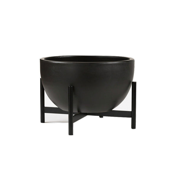 Modernica Case Study Small Bowl With Metal Stand | Charcoal CER-W-BWL-11.25-6-MET-CHR