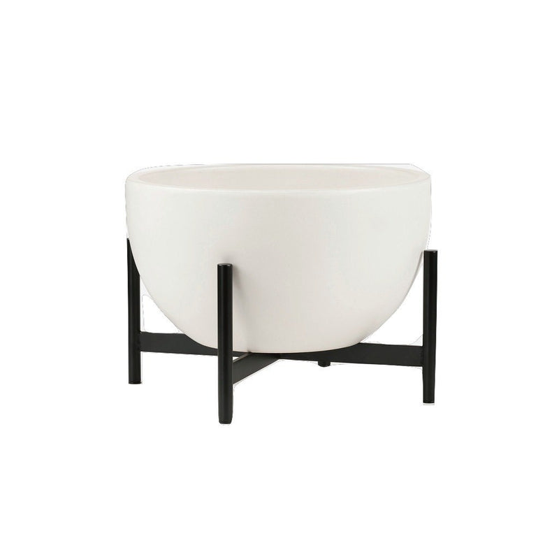Modernica Case Study Small Bowl With Metal Stand | White CER-W-BWL-11.25-6-MET-WHT