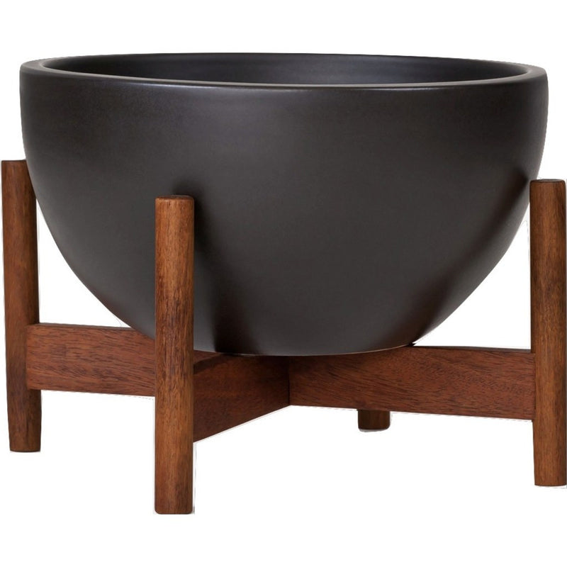 Modernica Case Study Table Top Ceramic Bowl With Base | Black CER-W-BWL-8-4-BWA-CHR