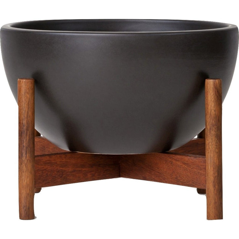 Modernica Case Study Table Top Ceramic Bowl With Base | Black CER-W-BWL-8-4-BWA-CHR