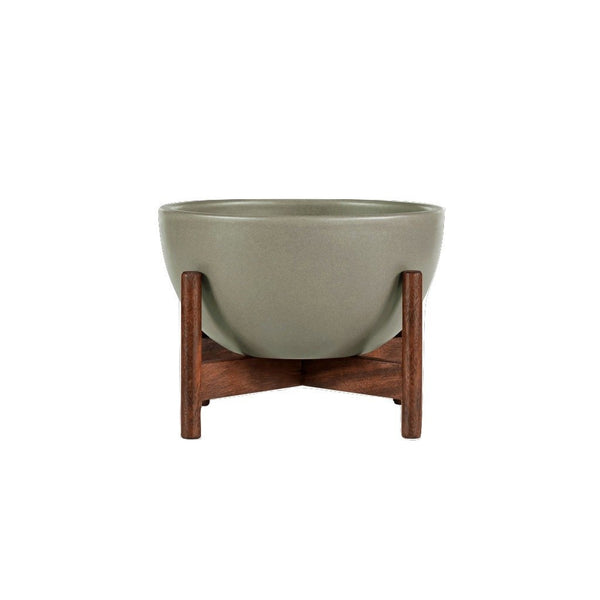 Modernica Case Study Tabletop Bowl With Wood Stand | Pebble CER-W-BWL-8-4-BWA-PEB